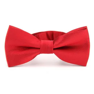 Red men's bow tie for formal business suits, elegant classic striped wedding neckwear.