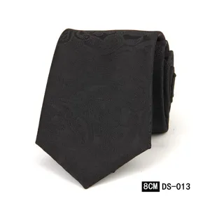 Corbata de hombre clásica negra paisley de negocios boda corbata formal ancho 8cm elegante