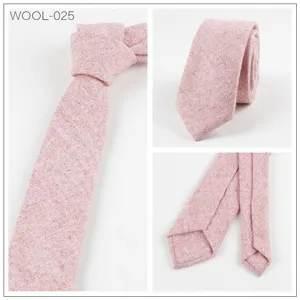 Corbata estrecha de lana rosa para hombre, corbata de tweed para negocios boda diario.