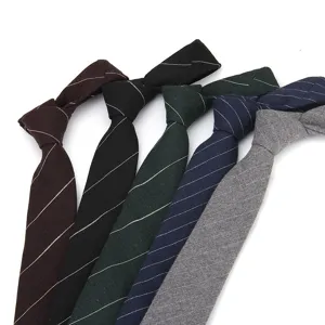Corbata A Rayas De Algodón Casual De Moda Para Hombres Corbata Estrecha Formal De Negocios Para Trabajo Oficina Ropa Profesional