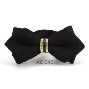Uomo cravattino nero strass matrimonio formale cristallo cravatta accessorio moda