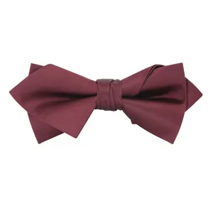Burgundy men's formal suit bow tie for wedding groom banquet solid color stylish neckwear