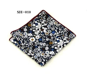 Pañuelo de bolsillo para hombre de algodón con flores accesorio traje azul oscuro