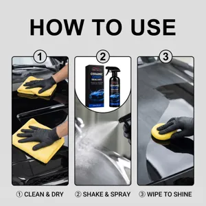 Gedetailleerd overzicht van de auto keramische spray kit instructiegids met reinigen en afnemen.