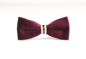 Farfallino in velluto bordeaux con fibbia in metallo e strass per matrimoni banchetti