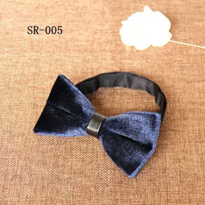 Men velvet bow tie classic wedding suit accessory dark blue fashion formal neckwear