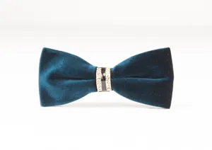Farfallino in velluto elegante per uomo matrimonio festa strass fibbia metallica cravatta blu