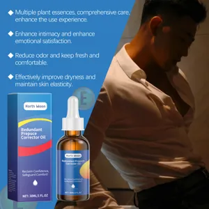 Vue détaillée de l'huile de soin pour hommes North Moon, formule douce aux plantes.