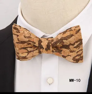 Mens fashion casual cork wooden bow tie for party wedding gentleman suit accessories