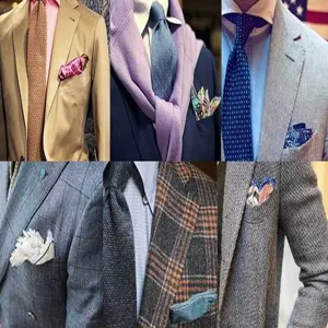 Heren pak wol pochet zakdoek stropdas set mode business casual accessoire details.