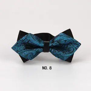 Herren Mode blau schwarz Paisley spitz Fliege Hochzeit Bräutigam Krawatte Accessoire
