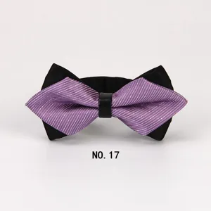 Elegantes Herren Spitzkrawatte Fliege mit lila gestreiftem Design für Hochzeitsmode.