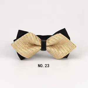 Herren spitz Fliege schwarz gold gestreift Hochzeit Party Bräutigam Mode Halsschmuck