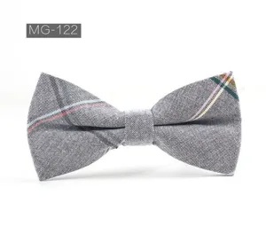 Nœud papillon classique en coton à carreaux gris pour homme, style britannique.