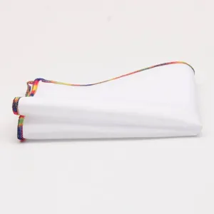 White men pocket square with colorful stitched edge suit handkerchief accessory for men