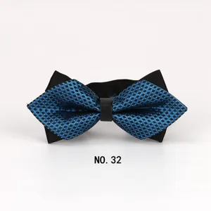 Herren spitz blaue schwarze gewebte Fliege Hochzeit Braeutigam Modedesign Anzug Halsschmuck