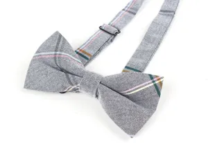 Nœud papillon à carreaux gris classique pour homme, cravate de style britannique réglable.