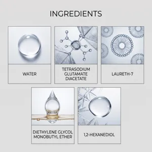 Tableau detaille des ingredients actifs et des formules de nettoyage pour le film d'huile.