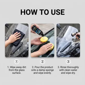 Guide d'utilisation étape par étape pour la pâte nettoyante de film d'huile de verre.