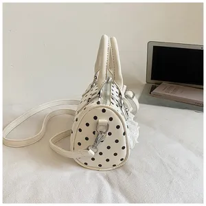 Sweet polka dot lace trim shoulder bag casual stylish handbag for women summer fashion