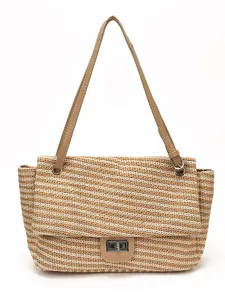 Bolso de hombro de paja tejida de gran capacidad para mujer, bolso tote casual para diario.