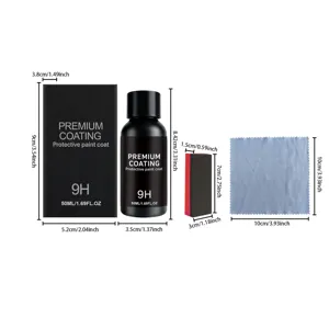 Kit de revestimiento cerámico para coche 50ml con esponja y paño para protección y brillo.