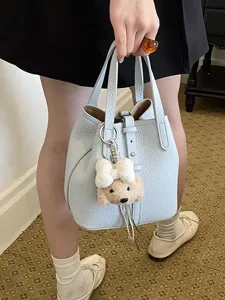 Damen Leder Eimer Tasche stilvoll lässig Handtasche Mode Schulter Umhängetasche Sommer neu