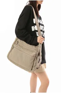 Gran bolso bandolera de lona casual para hombres y mujeres, práctico bolso mensajero diario.
