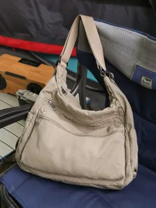 Bolso Bandolera de Gran Capacidad Estilo Casual Bolso de Lona Minimalista Japonés Bolso de Hombro para Estudiantes