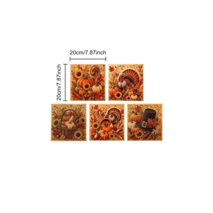 Autumn Thanksgiving Diamond Painting Set 5PCS 20x20cm DIY Rhinestone Wall Art Decor Home