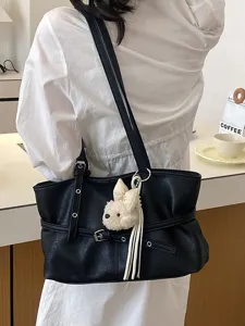 Sac cabas bandoulière souple en cuir minimaliste pour femme, grande capacité élégant