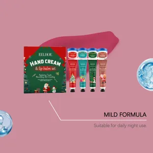 EELHOE set regalo crema mani e balsamo labbra natalizio, dettaglio con formula idratante.