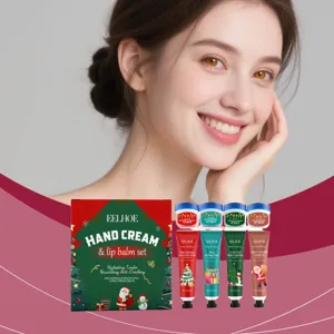EELHOE Kit Regalo di Crema Mani e Balsamo Labbra Natalizio Idratante Collezione Cura della Pelle Presente Festivo