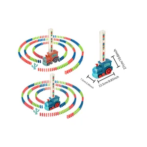 Electric domino train toy automatic laying vehicle set with colorful blocks detail view