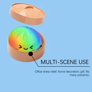 Rainbow bun squishy toy decompression cute stress relief simulation food toy steamer basket