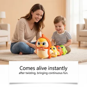 Bonito juguete de familia de pollitos de cuerda para niños, juego educativo interactivo.