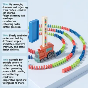 Electric domino train toy set with automatic block laying for kids fun and learning.