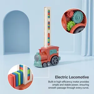 Electric domino train detail view showing internal gears and automatic dispensing mechanism.