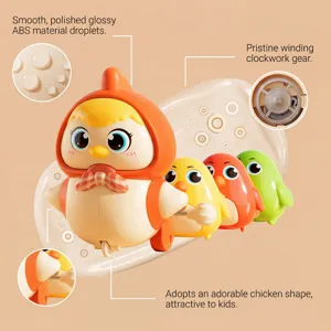 Adorable juego de juguetes de pollo con cuerda, material ABS liso y mecanismo de relojería resistente.