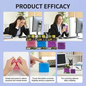 Detail de jouet anti-stress mini cube de glace montrant l efficacite et le sens tactile.