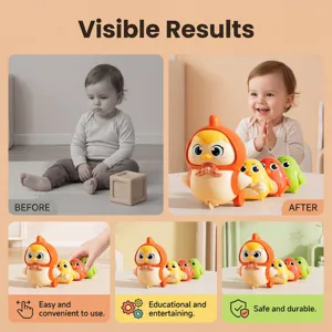 Bonito juego de juguetes de pollito de cuerda para educación temprana, seguro y divertido.