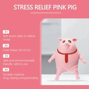 Juguete antiestrés de cerdo rosa, simpático juguete de compresión con tacto suave y divertido.
