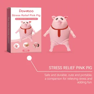 Simpático cerdo rosa antiestrés, juguete para apretar portátil y divertido para alivio.