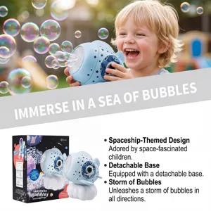 Automatische ruimtevaartuig bubbelmachine speelgoed met muziek en lichten voor kinderen.