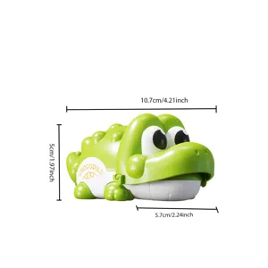 Green cartoon crocodile pull-string bath toy, fun water play toy for kids toddlers.