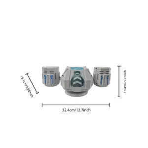 Mech-Seifenblasenmaschine Größendetail mit klarer Anzeige von Länge, Breite und Höhe.
