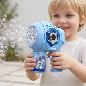 Pistola per bolle di sapone spaziale elettrica per bambini, soffiatore automatico con astronauta.