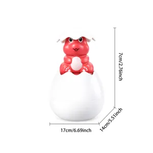 Baby bath spraying dinosaur egg toy, cute red cartoon design for kids water play.