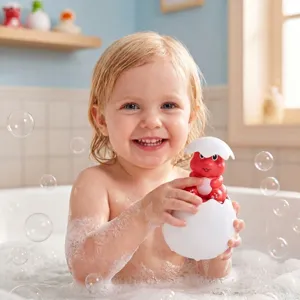 Children Bathroom Water Spraying Dinosaur Egg Toy Cute Red Plastic Bath Toy Infant Interactive Water Play Toy Gift