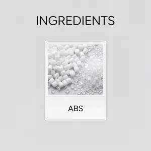 Vista dettagliata dei granuli di materiale in plastica ABS per la sicurezza.
